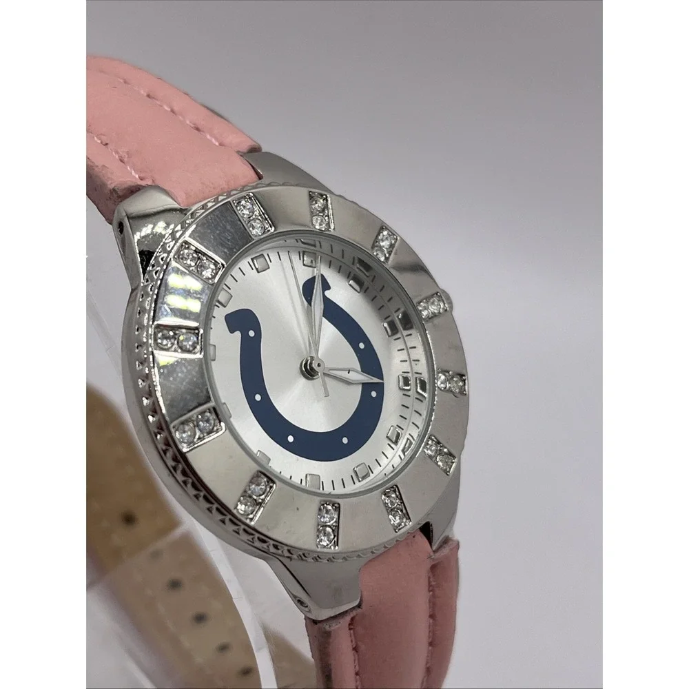 Indianapolis Colts Women's‎ Watch Game Time NFL Pink Leather Band- New Battery